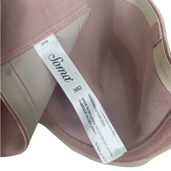 Soma Vanishing Strapless Convertible Satin Bra 0119 Purple Size 36D - Picture 9 of 9
